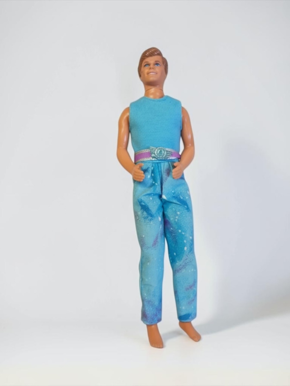 Vintage 1970s Ken Doll in Blue Sleeveless Top and Galaxy Print Pants